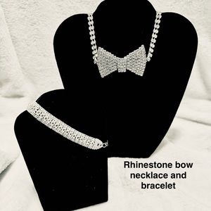 Rhinestone bow necklace and bracelet.